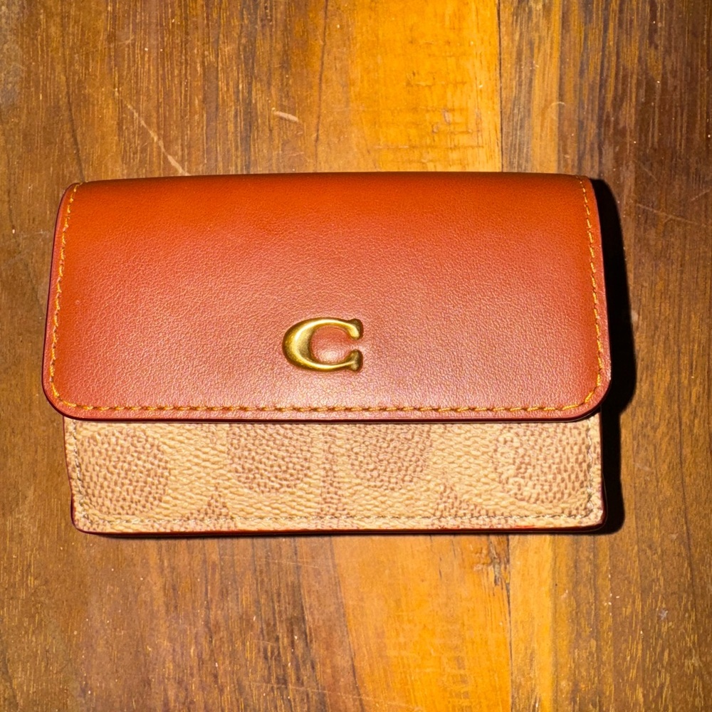 Coach Mini Signature Canvas Trifold Wallet